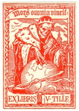 LADA NOVAK: Exlibris für V. Tille, "Mors omnia vincit", 1900, Tod, Globus na sprzedaż  Wysyłka do Poland