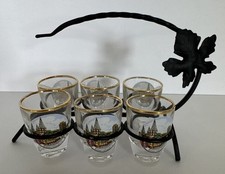 CONJUNTO DE 6 COPOS SHOT ALEMANHA COM RACK ACABAMENTO DOURADO CENA KAISERSLAUTERO RARA comprar usado  Enviando para Brazil