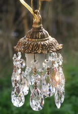 Candelabro prismas de cristal bebê vintage Deco lírio bronze bronze SWAG plug-in comprar usado  Enviando para Brazil