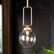 Candelabro Uolfin Moderno Globo Pingente Bronze Claro Dourado Redondo Vidro Transparente Sombra comprar usado  Enviando para Brazil