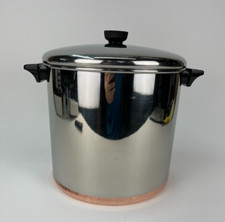Vaso de cobre vintage Revere Ware 1801 aço inoxidável 12 qt fundo com tampa comprar usado  Enviando para Brazil