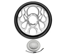 Volante meio envoltório flamejado universal 14" cromado GM com botão de buzina, usado comprar usado Volante meio envoltório flamejado universal 14" cromado GM com botão de buzina, usado comprar usado  Enviando para Brazil