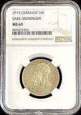 1915 PRATA DUCADO DE SAXE MEININGEN ALEMANHA 2 MARCAS NGC ESTADO PERFEITO 63, usado comprar usado  Enviando para Brazil