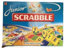 Używany, Mattel Scrabble Junior gra planszowa gra edukacyjna dla dzieci niemiecka 2 warianty gier na sprzedaż  Wysyłka do Poland