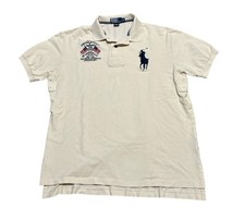 Camisa polo masculina vintage Ralph Lauren XL off white pônei grande produtos secos bandeira brasão, usado comprar usado  Enviando para Brazil