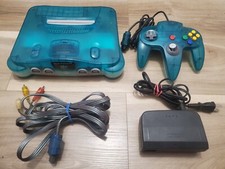 Console Nintendo 64 azul claro - Sistema N64 Japão importado controle Ice NUS-001 comprar usado  Enviando para Brazil