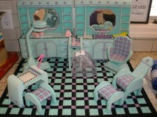 Lona de plástico com acabamento vintage para cabeleireiros Barbie tamanho loja de beleza BOM comprar usado  Enviando para Brazil