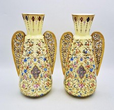 VASOS ALHAMBRA RETICULADOS DE PORCELANA MERCADO ISLÂMICO COROA REAL DERBY c1880 comprar usado  Enviando para Brazil