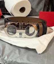 Cinto Salvatore Ferragamo masculino de couro reversível preto/marrom tamanho 34-38/110cm. comprar usado  Enviando para Brazil