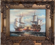Pintura a óleo marítima original – Cena de batalha naval – Assinado J. Harvey, emoldurado comprar usado Pintura a óleo marítima original – Cena de batalha naval – Assinado J. Harvey, emoldurado comprar usado  Enviando para Brazil
