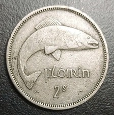 1959 Irlanda Florin XF moeda 2 xelins peixe salmão e harpa KM 15a, usado comprar usado  Enviando para Brazil