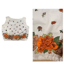 Vintage Feminino Floral Cropped Sem Mangas Decote Quadrado Cintura Amarrada P/M comprar usado  Enviando para Brazil