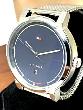 Relógio masculino Tommy Hilfiger 1791732 mostrador azul quartzo prata aço malha pulseira 43mm, usado comprar usado  Enviando para Brazil
