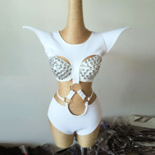 Fantasia sexy polo ombro oco bodysuit strass biquíni roupa rave comprar usado  Enviando para Brazil