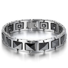 Pulseira magnética saudável masculina prata carboneto de tungstênio link cerâmica preta comprar usado  Enviando para Brazil