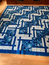 Colcha feita à mão tamanho King 114 x 94 azul e branco + 2 fronhas de algodão nova! comprar usado  Enviando para Brazil