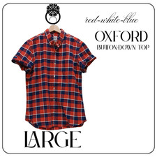 Camisa masculina Gap oxford grande vermelha branca azul madras xadrez botão para baixo manga curta comprar usado  Enviando para Brazil