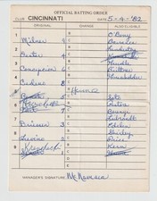5-4-82 Cincinnati Reds Jogo Usado Cartão de Formação de Árbitro - Johnny Bench & Tom Seaver comprar usado  Enviando para Brazil