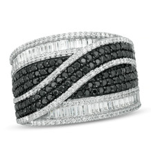 Luxury Rich Black Pave Set Onyx & Clear White CZ Multi-Row Crossover Design Band comprar usado  Enviando para Brazil