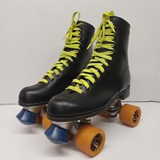 Patins Pacer couro preto laranja rodas cadarços verdes (10 palmilha 3/4") comprar usado  Enviando para Brazil