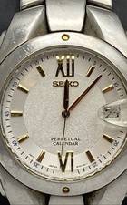 Relógio masculino Seiko 39mm estojo calendário perpétuo com janela de data aço inoxidável comprar usado  Enviando para Brazil