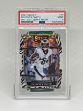 🔥 2021 Panini Select - Concourse Devonta Smith #49 Zebra Prizm RC PSA 9 🦅🏈🔥 na sprzedaż  Wysyłka do Poland