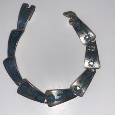 Pulseira Vintage Taxco RPR Prata Painel Link 6,5”, usado comprar usado  Enviando para Brazil