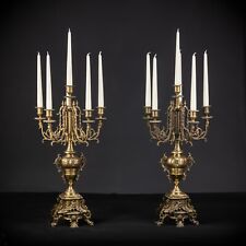 Par de candelabros | Dois castiçais de bronze meados dos anos 1900 | Barroco vintage | 24"_ comprar usado  Enviando para Brazil
