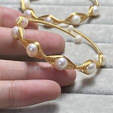 Pulseira de pérolas brancas naturais reais AAA Akoya ouro 14k 7,5-8" comprar usado  Enviando para Brazil