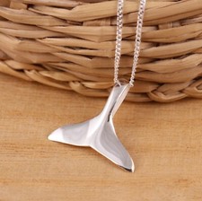 Usado, Sólido 925 Sterling Prata Baleia Cauda Pingente Pingente Colar Corrente Presente Caixa comprar usado  Enviando para Brazil