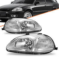 Para 1996 1997 1998 Honda Civic EK EJ Chrome conjunto de faróis transparentes par 96-98 comprar usado  Enviando para Brazil