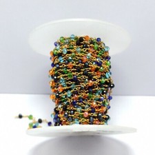 Fio folheado a ouro corrente rosário facetado frisado hidro Rondelle multicolorido fogo, comprar usado  Enviando para Brazil
