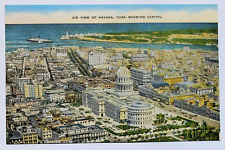 Cartão postal de linho VISTA AÉREA DE HAVANA HABANA, CUBA MOSTRANDO CAPITÓLIO, usado comprar usado  Enviando para Brazil
