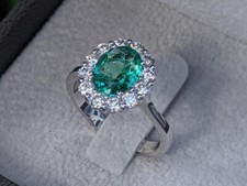 Usado, Anel de casamento 2,50 quilates corte oval esmeralda natural e diamante ouro branco sólido 14K comprar usado  Enviando para Brazil
