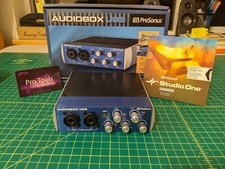Sistema de gravação PreSonus AudioBox USB 2x2 MIDI + cartão Pro-Tools + Studio One 2 comprar usado  Enviando para Brazil