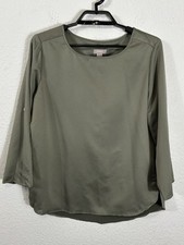 Blusa Chico's tamanho M verde poliéster pebbled manga longa aba rolo sólido comprar usado  Enviando para Brazil
