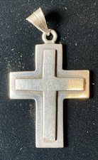 Colar pingente de joia cruz de Jesus cristão prata esterlina 925 17g 2x 1 1/4 comprar usado  Enviando para Brazil
