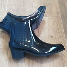 Men's Black Patent high heel winter warm Chelsea boots with plush lining size 43 comprar usado  Enviando para Brazil