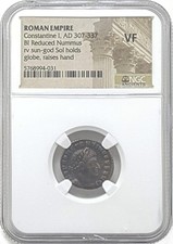 Auténtica moneda romana de Constantino I, Sol Invictus (307-337 dC) NGC (VF) segunda mano  Embacar hacia Mexico