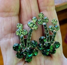 Conjunto de brincos vintage com clipe de strass verde escalador, usado comprar usado  Enviando para Brazil