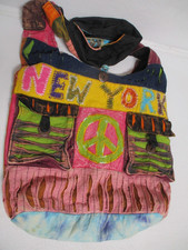 Bolsa bolsa hippie boho bolsos patchwork placa de paz NOVA YORK, usado comprar usado  Enviando para Brazil