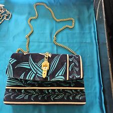 Usado, Bolsa de mão vintage década de 1960 EMILIO PUCCI azul camurça/veludo com ferragens douradas comprar usado  Enviando para Brazil