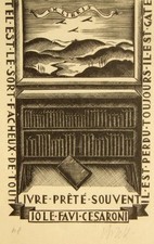 Lápis Italo Zetti assinado original gravura em madeira Ex Libris para Cesaroni 1940’s comprar usado  Enviando para Brazil