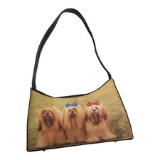Antiga bolsa de ombro Y2K Lhasa Apso com zíper superior estampada para cachorro mini couro sintético acabamento superior  comprar usado  Enviando para Brazil