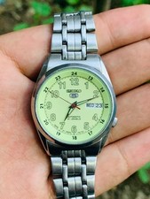 Vintage Glassback Seiko 5 Automático 21 Joias Aço Inoxidável Dia de Cor Luminosa comprar usado  Enviando para Brazil