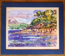 Grand tableau aquarelle d'occasion  Toulon-