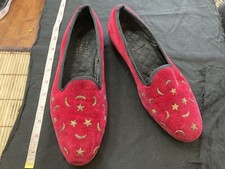 Chinelos vintage luxuosos personalizados de veludo vermelho inglês com bordado dourado 9D, usado comprar usado  Enviando para Brazil