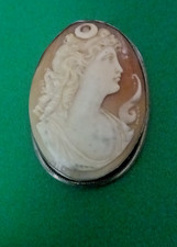 Broche/pingente vintage camafeu esterlina e concha. 1 3/4" X 1 1/4" comprar usado  Enviando para Brazil