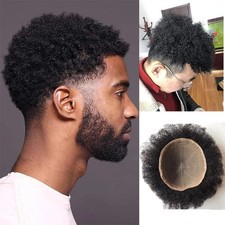 Afro Full Lace Toupee Afro American Masculino Toupee Cabelo Humano Afro Encaracolado 8”X10” comprar usado  Enviando para Brazil