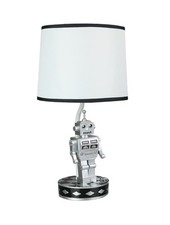 Abajur de mesa robô acabamento prata vintage design retrô ficção científica 16,5 polegadas de altura, usado comprar usado  Enviando para Brazil